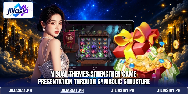 Visual themes strengthen game presentation through symbolic structure Visual themes strengthen game presentation through symbolic structure